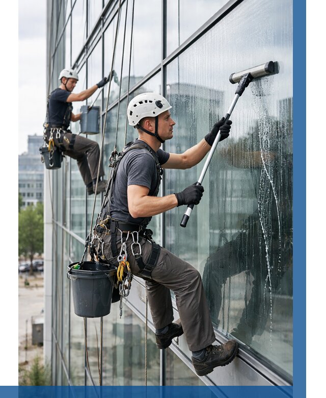 Мойка витражей альпинистами в Курске от 730 р. под ключ|ВЫСОТНИК-Кус