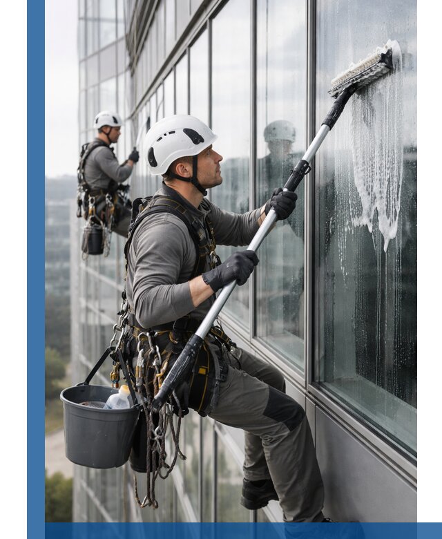 Высотная мойка сплошного остекления с выездом в Курске