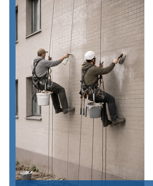 Удаление высолов с фасада зданий в Курске без повреждений и следов