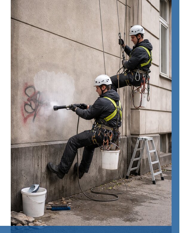 Удаление граффити с фасада в Курске от 4691 р. | ВЫСОТНИК-Кус