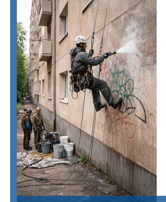 Удаление граффити с фасада в Курске без следов и повреждений