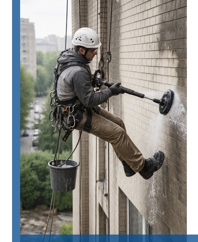 Очистка фасада от копоти в Курске профессионально и безопасно