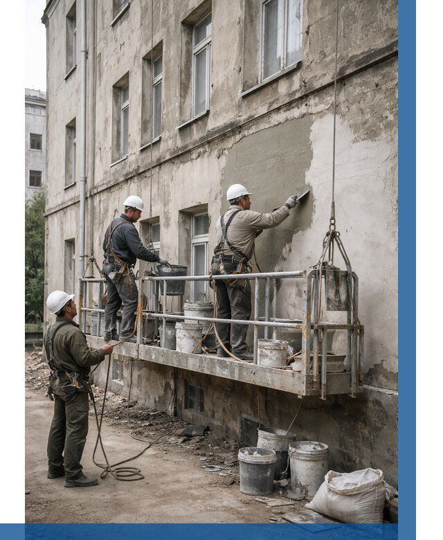 Капитальный ремонт фасада в Курске от 4378 р. | ВЫСОТНИК-Кус