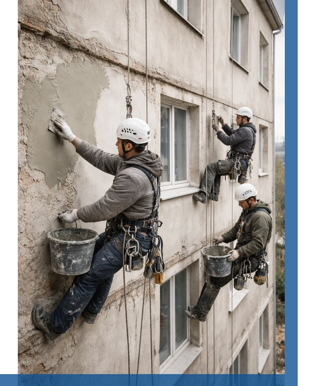 Ремонт штукатурного фасада в Курске от 782 р. под ключ | ВЫСОТНИК-Кус