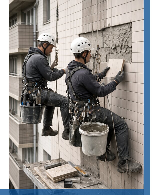 Ремонт облицовки фасада плиткой в Курске от 1876 р. | ВЫСОТНИК-Кус