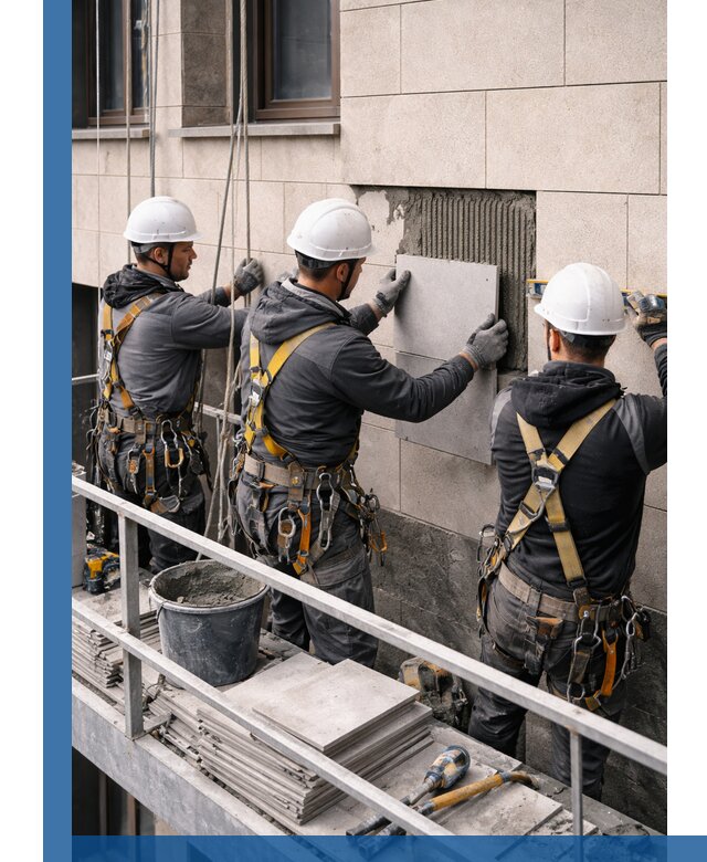 Ремонт облицовки фасада плиткой в Курске с гарантией