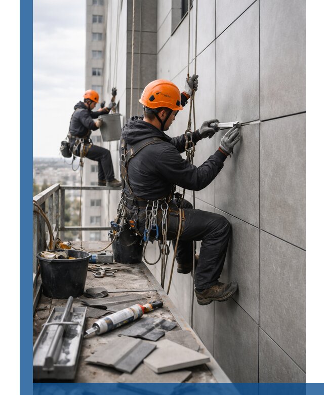 Профессиональный ремонт фасада из керамогранита в Курске