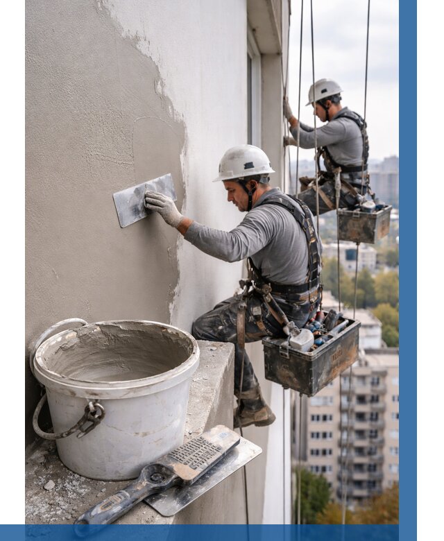 Шпаклевка фасада на высоте в Курске от 730 р. | ВЫСОТНИК-Кус