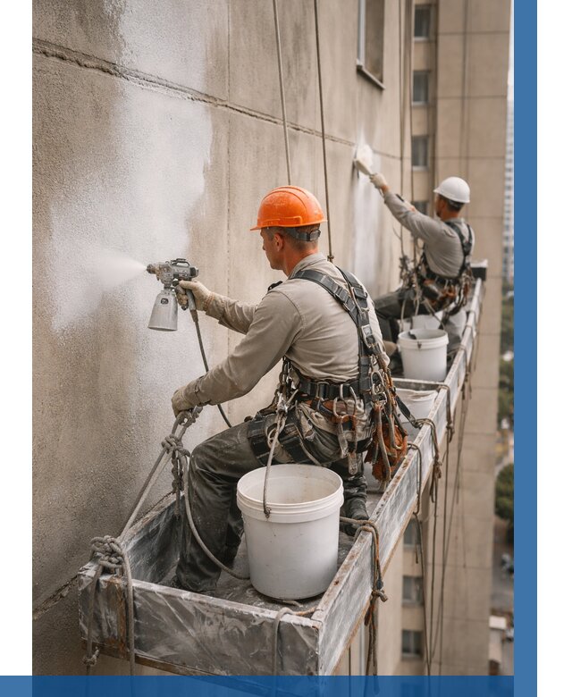 Грунтовка фасада на высоте в Курске от 125 р. | ВЫСОТНИК-Кус