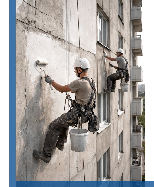 Покраска бетонного фасада в Курске для жилых и промышленных объектов