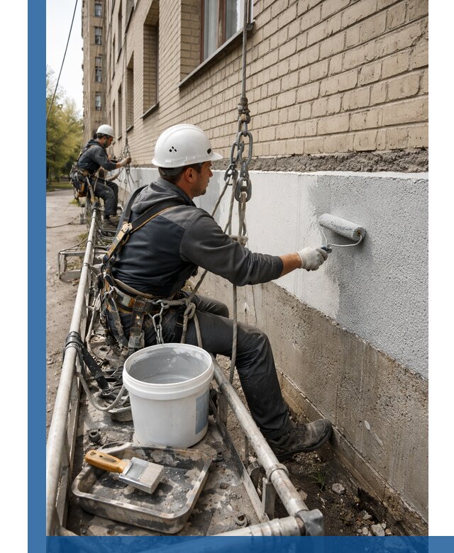 Окраска цоколя здания в Курске профессионально и надежно