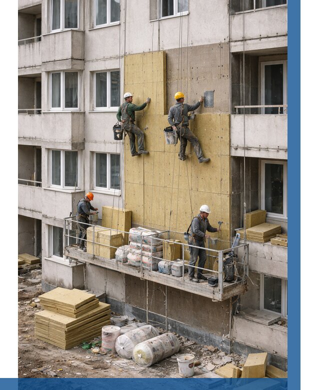 Утепление фасада минватой в Курске от 1564 р. | ВЫСОТНИК-Кус