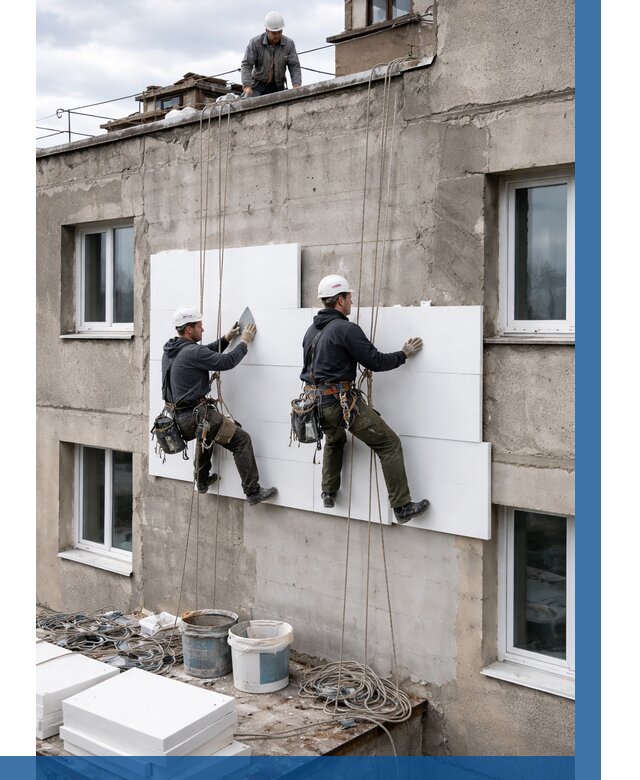 Утепление фасада пенополистиролом в Курске от 1876 р. | ВЫСОТНИК-Кус