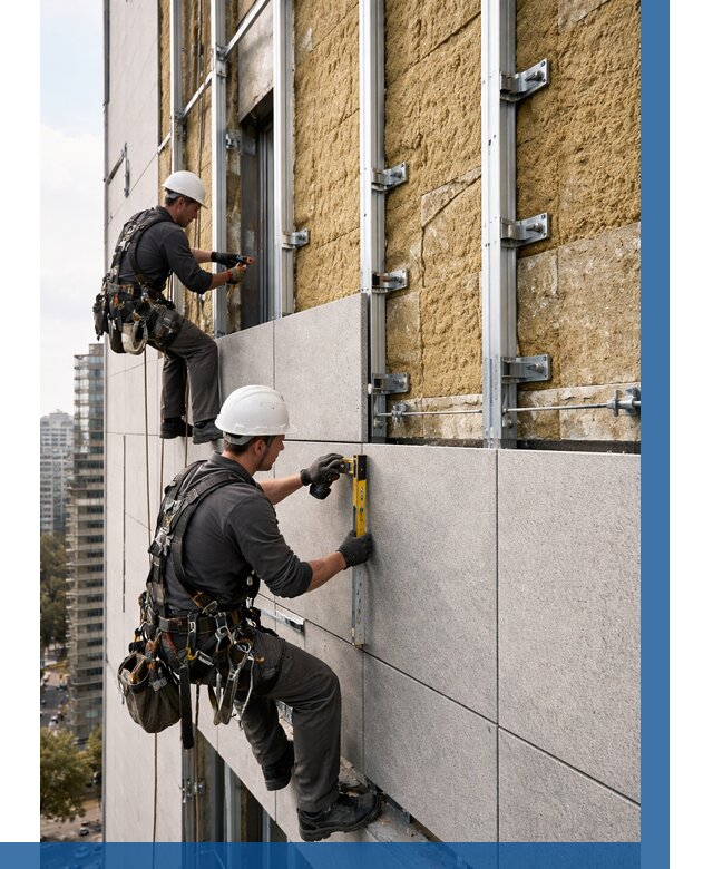 Монтаж вентилируемого фасада в Курске от 3648 р. | ВЫСОТНИК-Кус