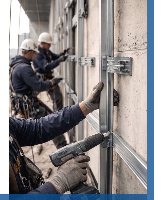 Монтаж подсистемы вентфасада в Курске от 886 р. | ВЫСОТНИК-Кус