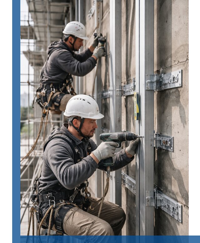 Монтаж и крепление подсистемы вентфасада в Курске