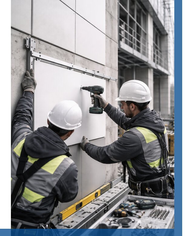 Монтаж композитных панелей фасада в Курске от 2606 р. | ВЫСОТНИК-Кус