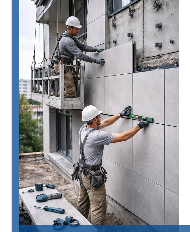 Монтаж керамогранита на фасад в Курске под ключ с гарантией качества