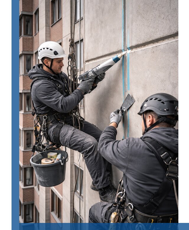 Вторичная герметизация швов фасада и кровли в Курске