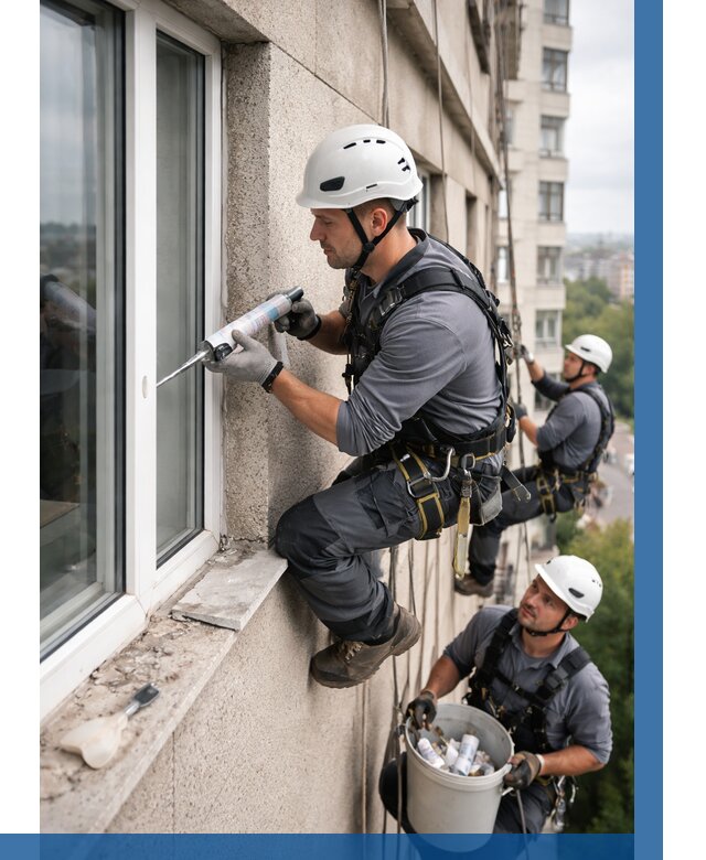 Герметизация оконных швов снаружи в Курске от 1564 р. | ВЫСОТНИК-Кус