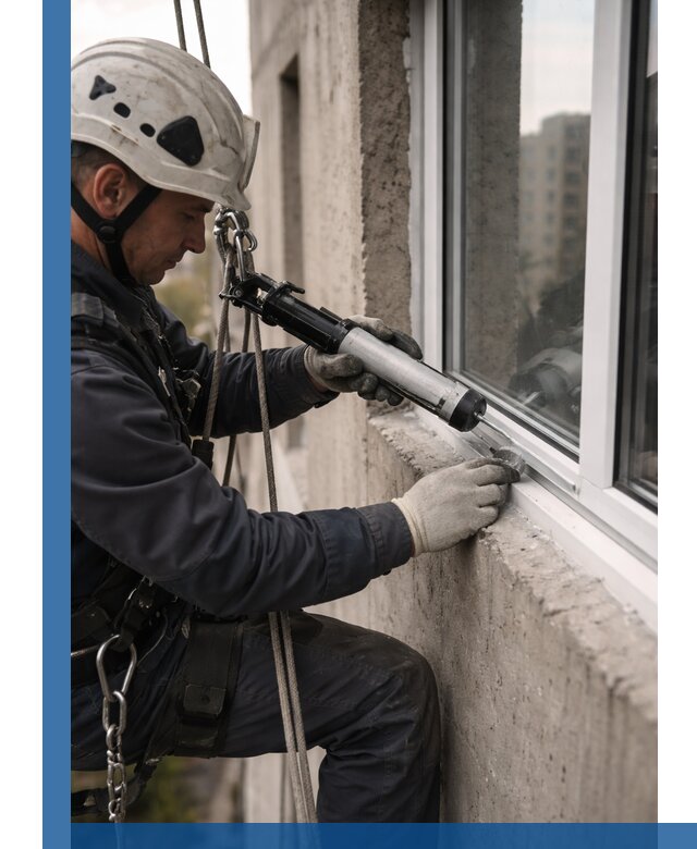 Герметизация оконных швов снаружи в Курске профессионально