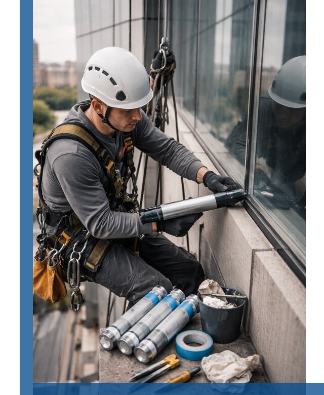 Герметизация стыков витража в Курске для герметичных фасадов