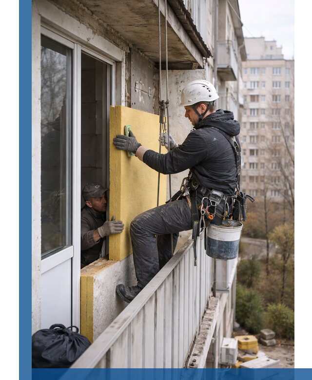 Профессиональное утепление балкона снаружи в Курске под ключ