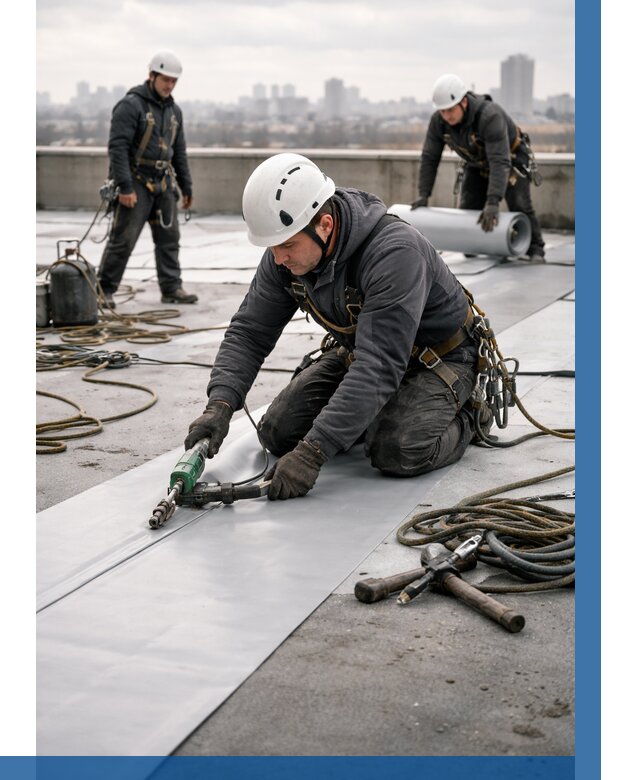 Ремонт мембранной кровли в Курске от 1876 р./м2 | ВЫСОТНИК-Кус