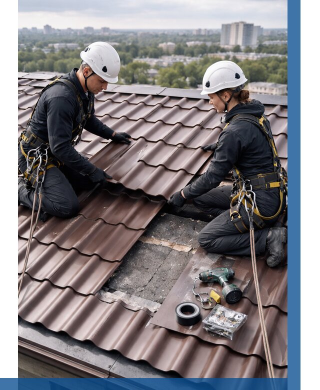 Ремонт металлочерепицы на крыше в Курске от 938 р. | ВЫСОТНИК-Кус