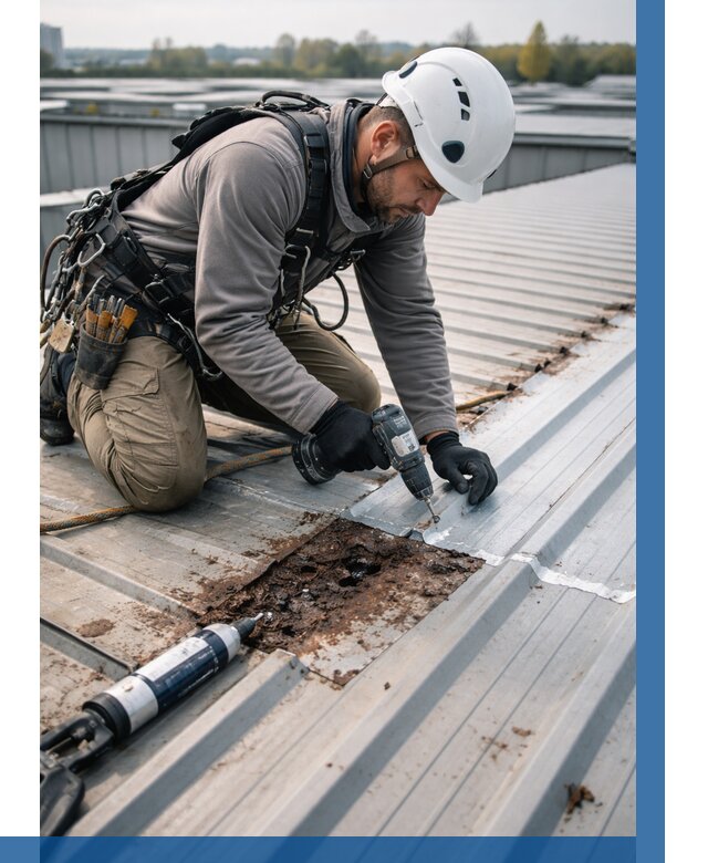 Ремонт профнастила на кровле в Курске от 730 р. | ВЫСОТНИК-Кус