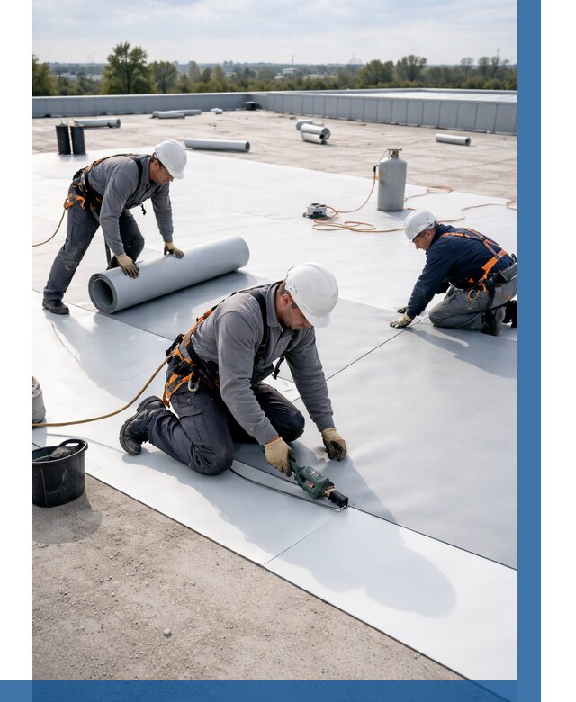 Монтаж мембранной кровли под ключ в Курске от 1251 р. | ВЫСОТНИК-Кус