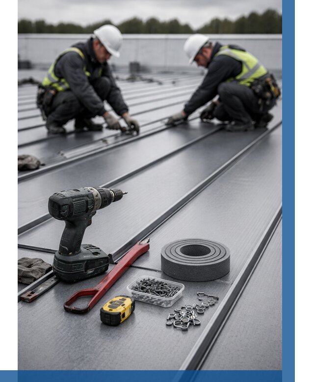 Монтаж фальцевой кровли в Курске от 1876 р. | ВЫСОТНИК-Кус