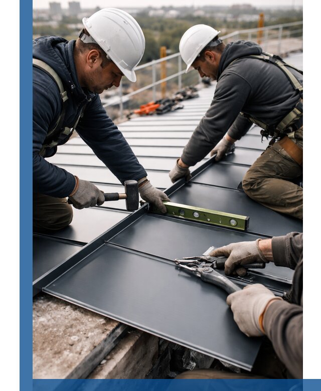 Монтаж фальцевой кровли в Курске для промышленных зданий