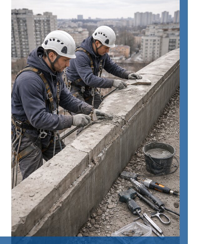 Ремонт парапета на кровле в Курске от 1564 р. | ВЫСОТНИК-Кус