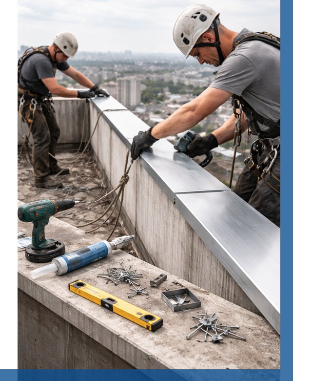 Монтаж парапетных крышек в Курске от 834 р. | ВЫСОТНИК-Кус