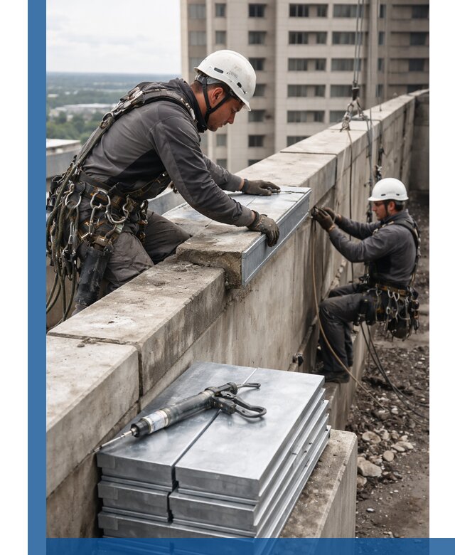 Замена парапетных крышек и установка новых в Курске