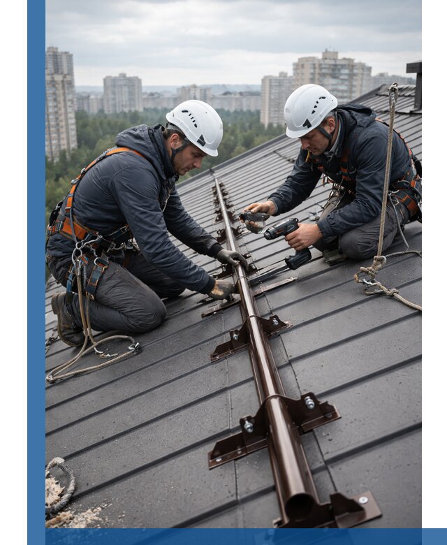 Монтаж снегозадержателей на кровле зданий в Курске под ключ