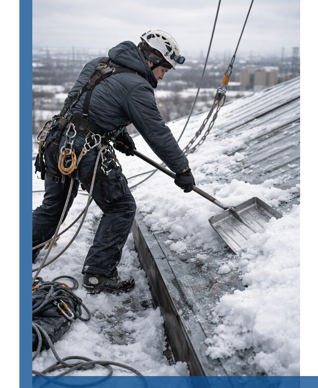 Профессиональная очистка кровли от снега и наледи в Курске
