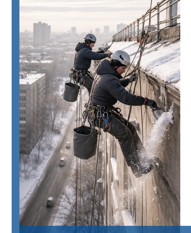 Очистка карнизов от снега в Курске профессионально и безопасно
