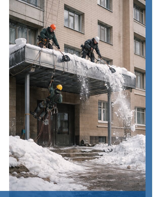 Очистка козырьков от снега в Курске от 3648 р. | ВЫСОТНИК-Кус