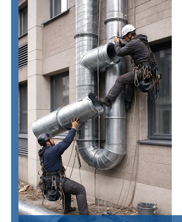 Монтаж фасадных воздуховодов в Курске с герметизацией и крепежом