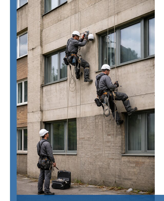 Монтаж фасадных камер видеонаблюдения в Курске под ключ