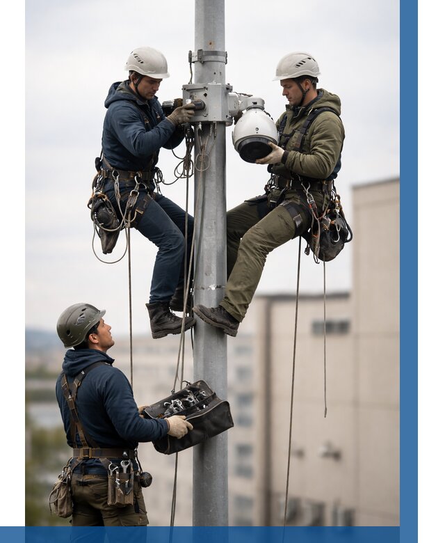 Установка видеокамер на мачте в Курске от 8860 р. | ВЫСОТНИК-Кус