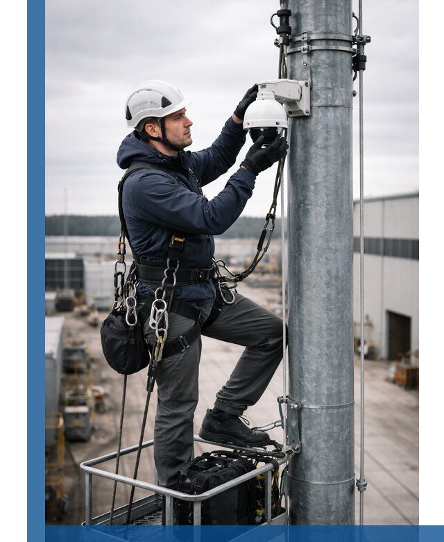 Профессиональная установка видеокамер на мачте в Курске
