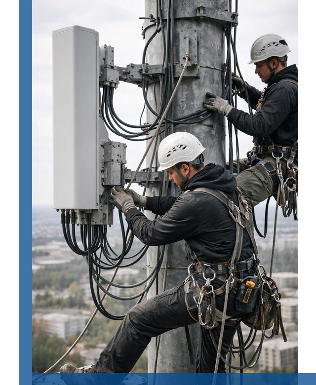 Монтаж оборудования связи на мачте в Курске с пусконаладкой