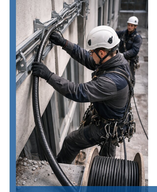 Протяжка кабеля питания на высоте в Курске с гарантией безопасности и качества