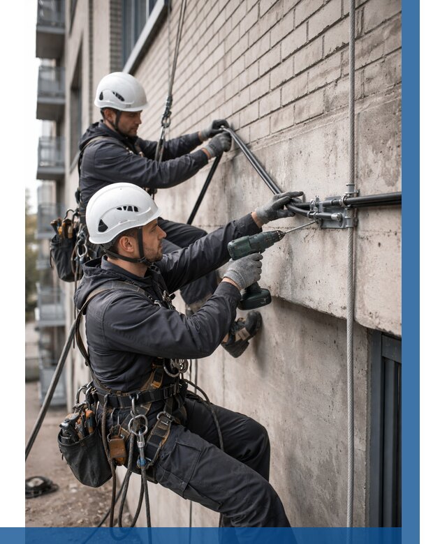 Крепление кабеля на фасаде в Курске от 365 р. | ВЫСОТНИК-Кус