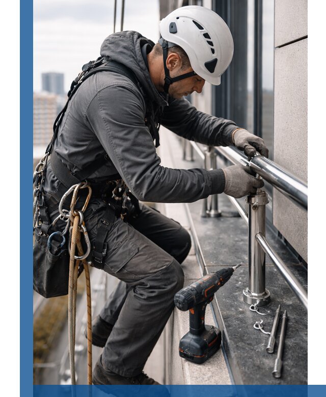 Монтаж ограждений на высоте в Курске для зданий и конструкций