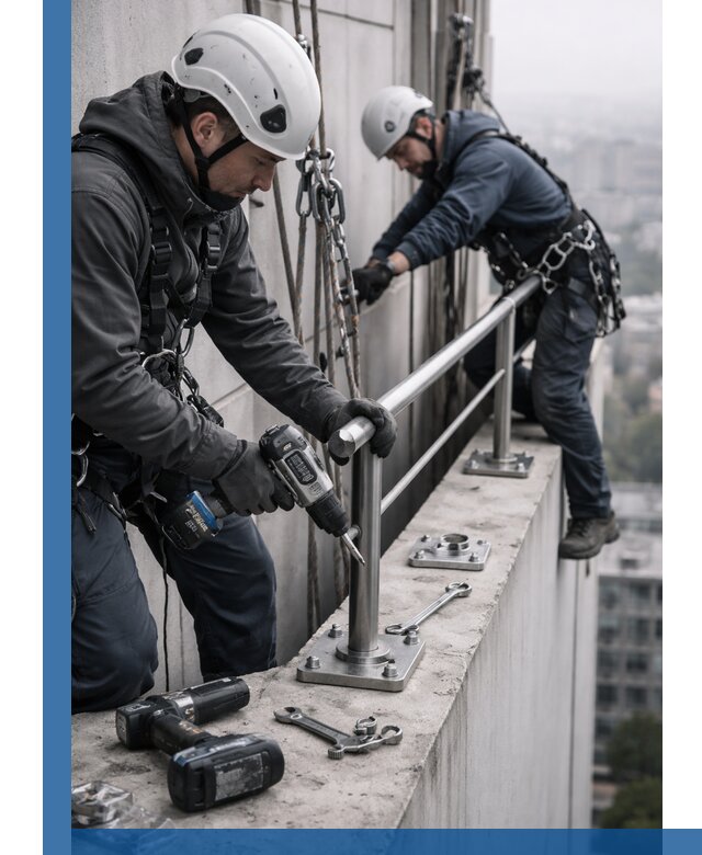 Монтаж перил на высоте в Курске для жилых и промобъектов