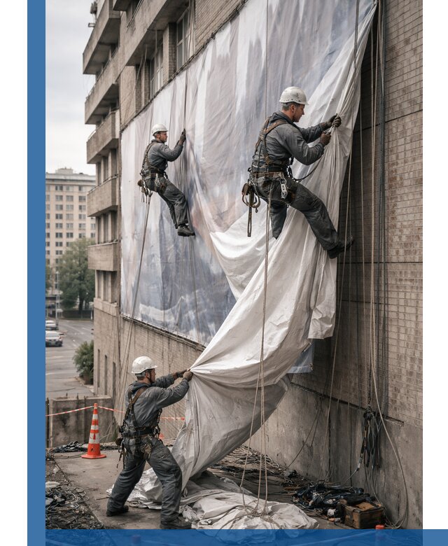 Демонтаж баннеров с фасада в Курске оперативно и безопасно